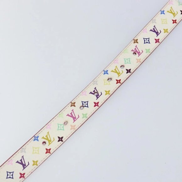 LOUIS VUITTON Monogram Multicolor Ceinture LV Cut Belt 35.8"" White Auth 142762 - Picture 8 of 12